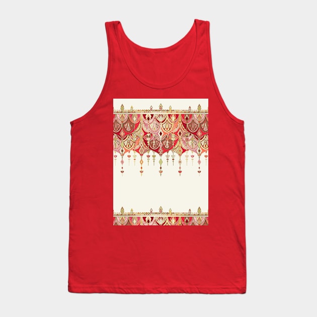 Royal Red Art Deco Double Drop Tank Top by micklyn